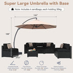 Aoxun Patio Furniture Set with Umbrella, 8 Piece Outdoor Sectional Sofas - Image 5