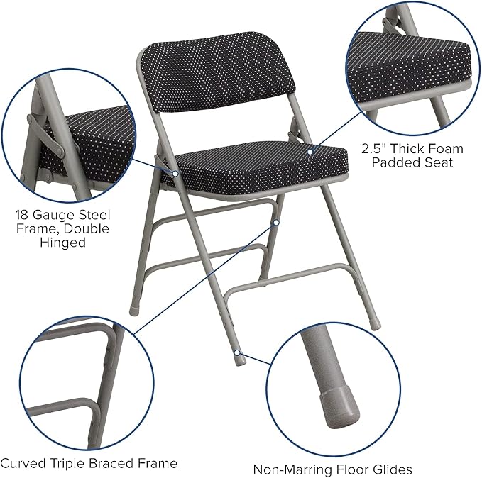 Flash Furniture 2 Pack HERCULES Series Premium Curved Triple Braced & Double - Image 5