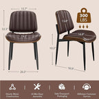 REONEY Dining Chairs Set of 4, Mid-Century Modern Upholstered PU Leather Chairs - Image 2