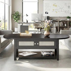 LVB Rattan Coffee Table, Boho Wood Living Room Table - Image 9