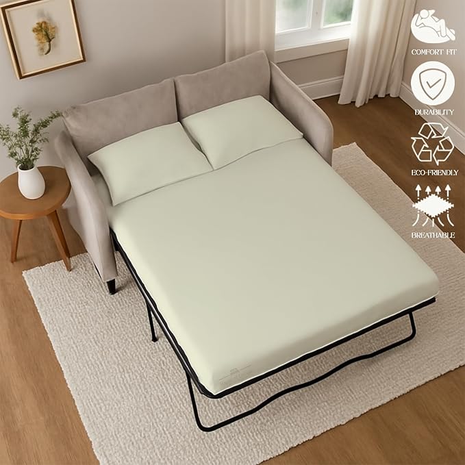 Sleeper Sofa Bed Sheet, 100% Cotton 400 Thread Count, 4 Piece Set, Deep Pocket - Image 6