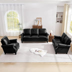 LEVNARY Compact PU Leather Sofa Set 3 Piece, Small Space Couch Set by LEVNARY