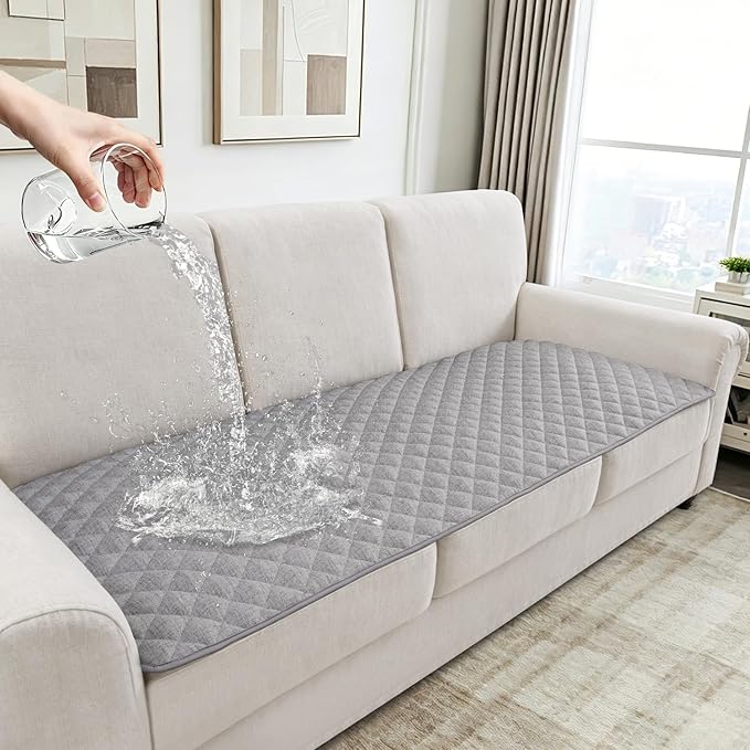 Dog Couch Cover for Sofa 100% Waterproof Faux Linen Sofa Covers for 3 Cushion by HYZOTEX