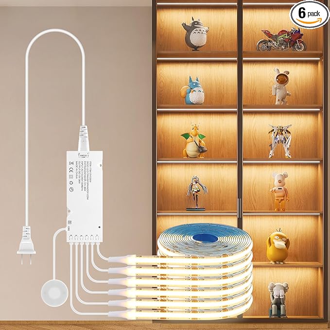AIMENGTE Cabinet Light 12V COB LED Strip Lights, 6-in-1 Penetrable Touch Dimming by AIMENGTE