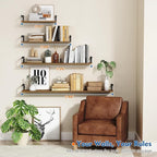 Harwaya Floating Book Shelves for Wall Set of 3, 17 x 8 Inch Deep Wooden Wall - Image 5