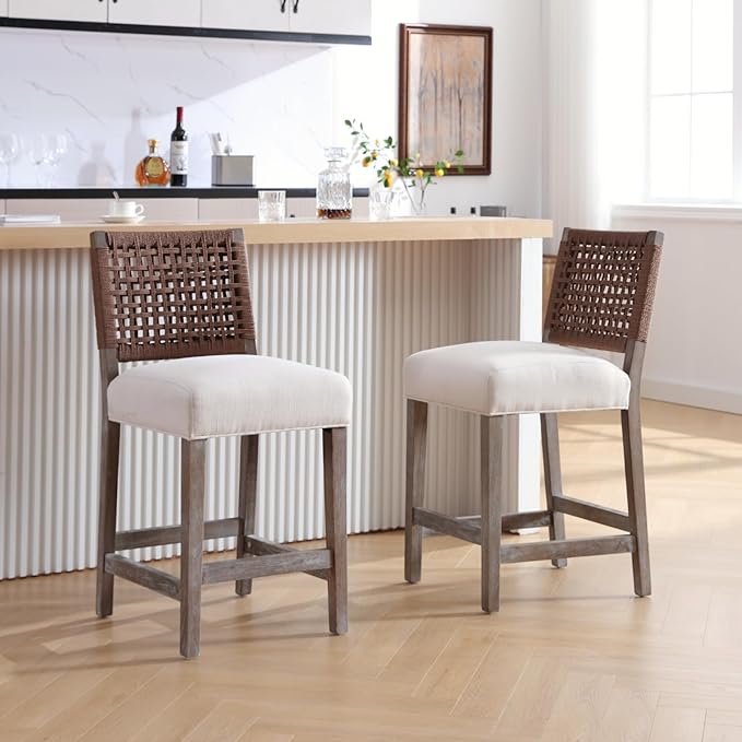 27" Woven Rope Counter Stools Set of 4 - Image 3