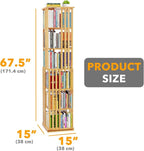 SpaceAid 6 Tier Rotating Bookshelf Tower, Bamboo Spinning Book Shelf, Revolving - Image 2