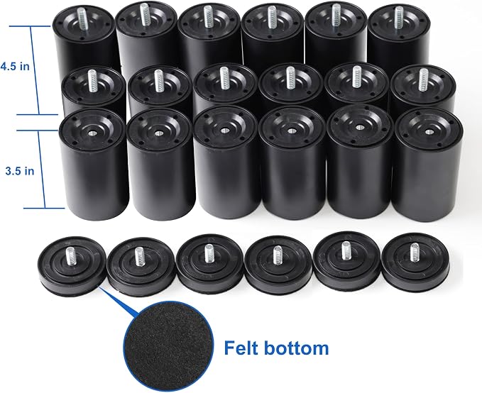 12 Inch Adjustable Bed Legs Replacement Screw in Furniture Support, 3 Sections - Image 9