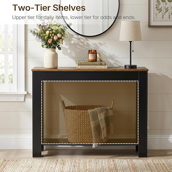 YATINEY Farmhouse Console Table, 39.4'' Small Narrow Entryway Table, Wood Couch - Image 4