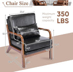 Mid Century Modern Accent Chairs Set of 2 Living Room- Comfy Wood Arm Chair - Image 2