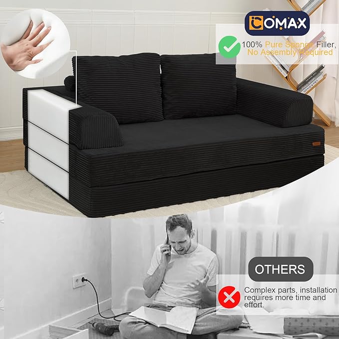 COMAX Futon Sofa Bed, Convertible Folding Sofa Bed, Boneless Couch Loveseat - Image 4