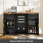 Coffee Bar with Mini Fridge Space & Charging Station, Modern Fluted Mini Fridge - Image 7