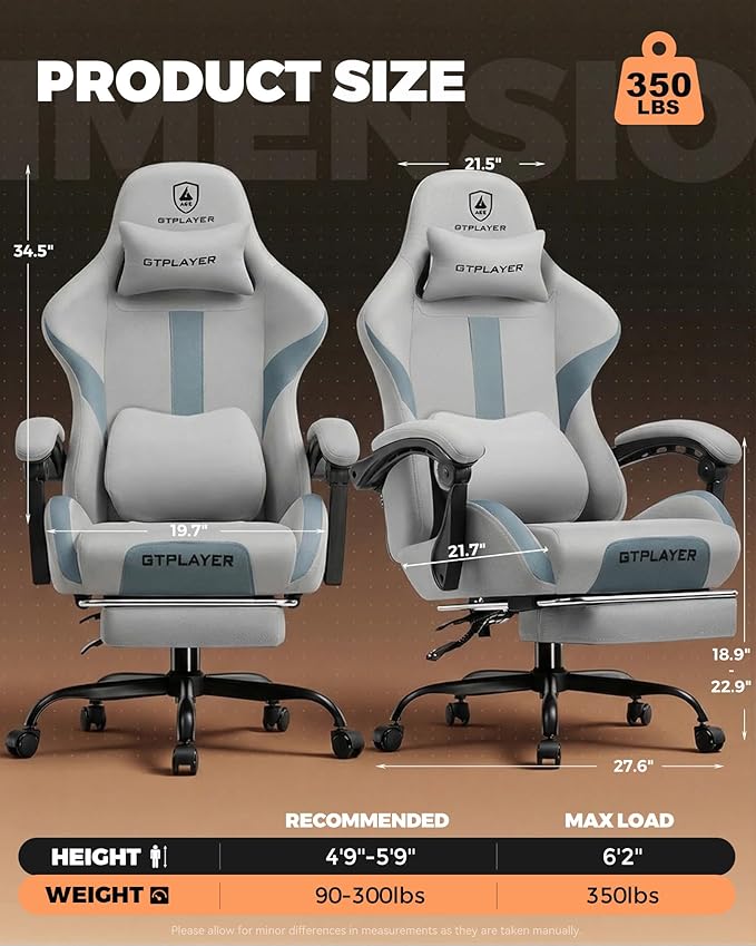 GTPLAYER Gaming Chair with Foot Rest & Pocket Spring Cushion, Ergonomic High - Image 2