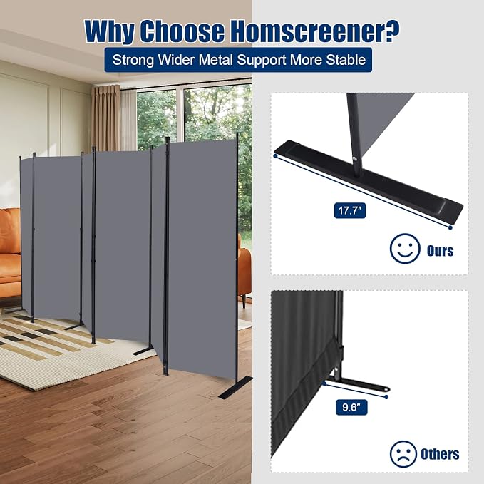 Room Divider 6FT Portable Room Dividers and Folding Privacy Screens, 6 Panel - Image 3