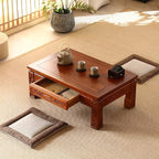 Japanese Style Coffee Table W/Drawers Wooden Tatami Tea Table Living Room - Image 2