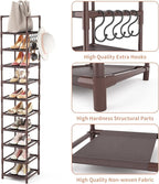 LANTEFUL Tall Shoe Rack 10-Tier Narrow Shoe Shelf Storage - Image 4