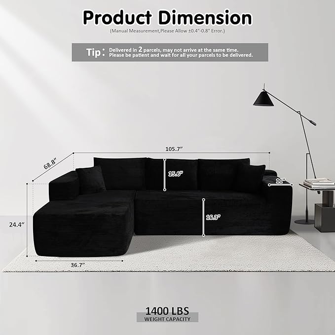 ovios 104" Cloud Boneless Couch - Image 2