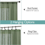 Chyhomenyc Sage Green Semi Sheer Curtains 84 Inches Long 2 Panels Set, Light - Image 4