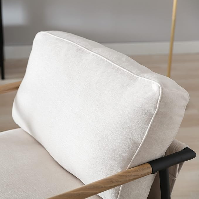 Ya-Home Mid-Century Accent Chair, Soft Armchair Chenille Fabric Lounge Chair - Image 3
