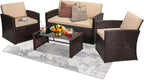 KROFEM 4-Piece Patio Furniture Set, Wicker Outdoor Rattan Sectional Sofa by KROFEM