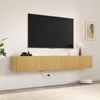 71” Floating TV Stand with LED Lights & Charging Station, Wall Mounted - Image 7