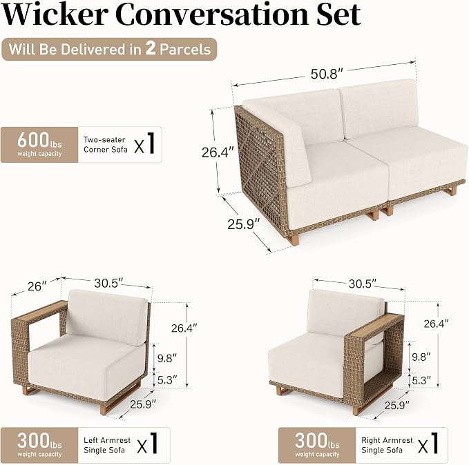 SUNSHINE VALLEY L Shaped Patio Furniture, Outdoor Sectional Sofa - Image 6