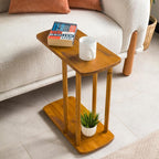 C-Shaped Solid Wood End Table, Side Table by FURNIREM