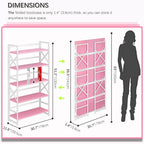 4NM Extra Wide 5 Tiers No Assembly Book Shelves, 51.2" H Folding Bookshelf - Image 2
