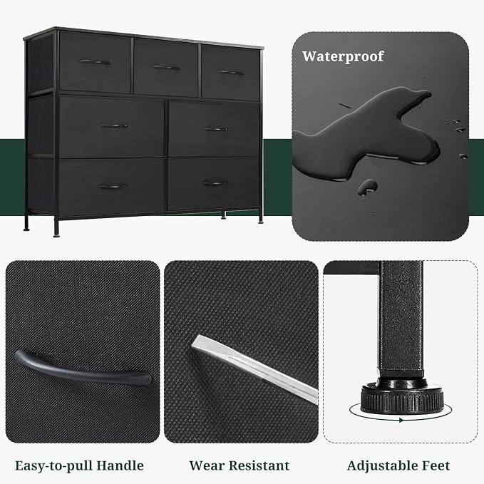 7-Drawer Dresser for Bedroom, Anti-Tip Wide Storage Organizer Fabric Chest of - Image 7
