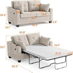 Full Size Pull Out Sleeper Sofa Bed, 2-in-1 Convertible Corduroy Pull Out Couch - Image 3