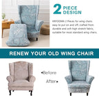 KRFOONN Velvet Wing Chair Slipcovers 2 Piece Stretch Printed Wingback Chair - Image 4