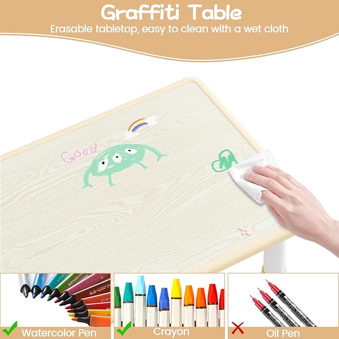 GAOMON Kids Table and 2 Chairs Set - Image 3