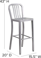 Flash Furniture Commercial Grade 30" High Silver Metal Indoor-Outdoor Barstool - Image 2