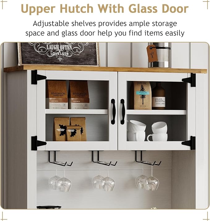 4ever2buy 72" Farmhouse Coffee Bar Cabinet - Image 3