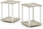 Furinno SIMPLISTIC Side Table Set of 2, 2-Tier Square Modern End Table - Image 9