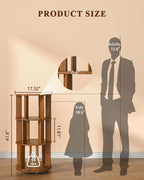 3-Tier Solid Wood Rotating Bookshelf on Wheels, 360° Spinning Book Shelf Tower - Image 2