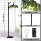 QIYIZM Glass Floor Lamp for Living Room, Mid Century Modern Brass Tall Lamp - Image 5