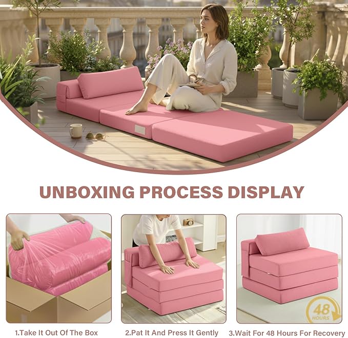 Tiita Folding Sofa Bed Chair, 4-Fold Convertible Sleeper Chair - Image 9