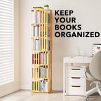 SpaceAid 6 Tier Rotating Bookshelf Tower, Bamboo Spinning Book Shelf, Revolving - Image 6