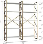 Shintenchi 2 Pieces 5 Tiers Bookshelf, Classically Tall Bookcase Shelf - Image 2