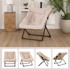 Comfy Saucer Chair for Adults, Soft Faux Fur Bedroom Chair, Accent Dorm Chairs - Image 9