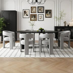 Modern Chenille Dining Chairs Set of 6, Upholstered Barrel Chairs by QUINJAY