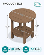 SERWALL Round Adirondack Side Table, 16.5" Double Outdoor Side Table, HDPE - Image 3