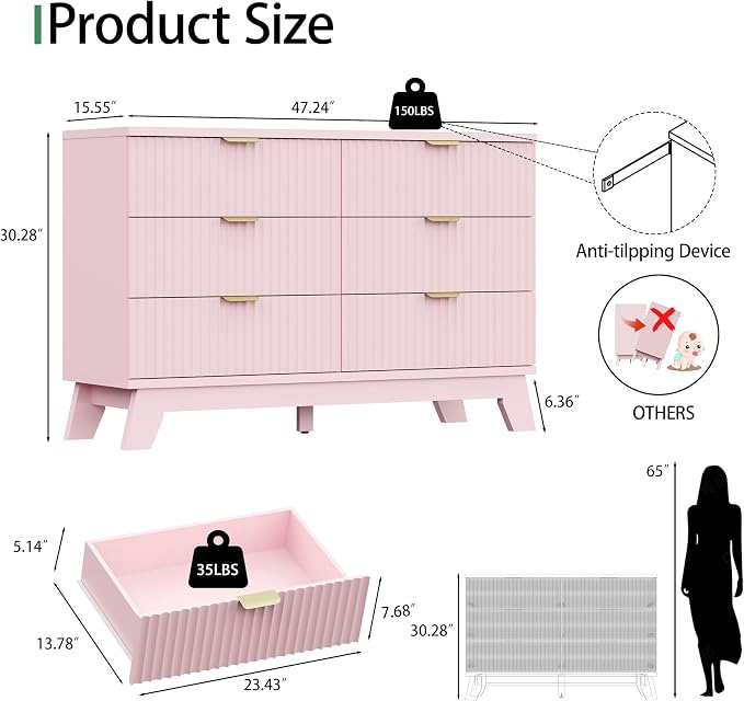 Fluted Dresser for Bedroom - Image 2