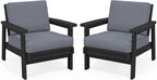 SERWALL HDPE Outdoor Furniture Set, 2 Piece All Weather Wood-Like Outdoor Sofa by SERWALL