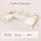 Vesgantti 159" Large Modular Sectional Sofa, U-Shaped Corduroy Cloud Couch - Image 2
