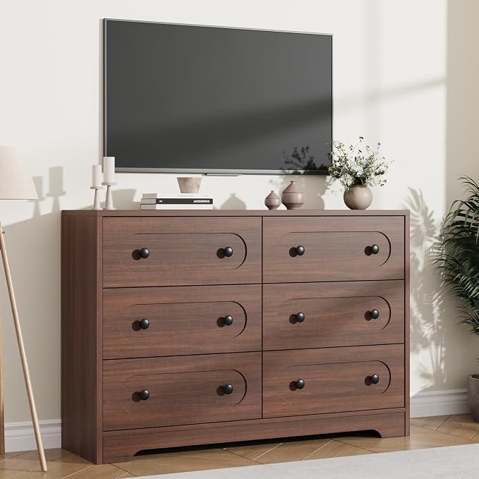 Garvee 6 Drawer Dresser for Bedroom, Wooden Mid Century Modern Chest of Drawers - Image 5