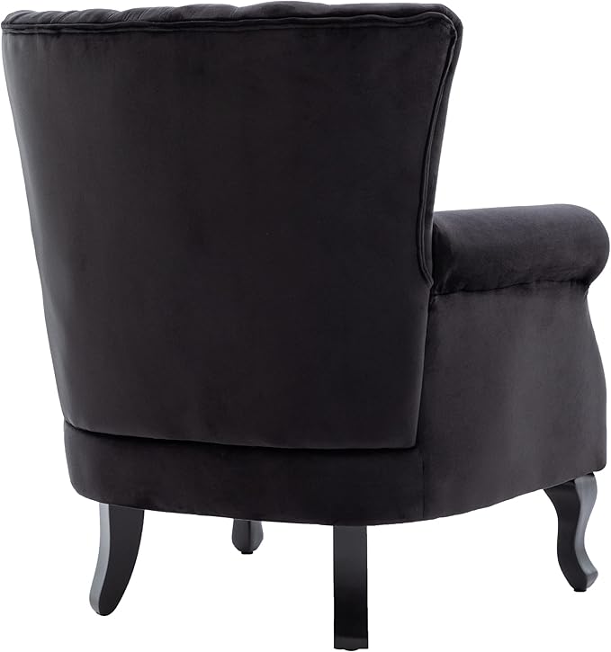 Mid-Century Modern Accent Chair Velvet Armchair Tufted Wingback Santa Club - Image 4