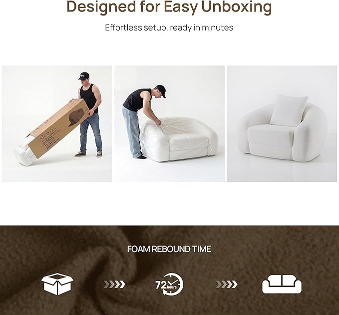 SICOTAS 49.9" Curved Convertible Sofa Couch Bed - Image 6