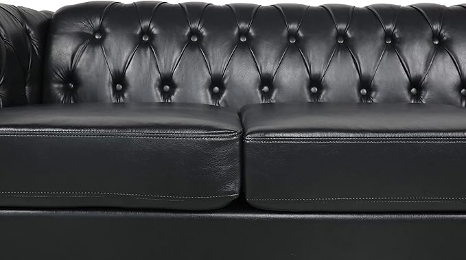 LEVNARY Chesterfield Sofa, Classic Tufted Upholstered Leather Couch, Modern 3 - Image 5